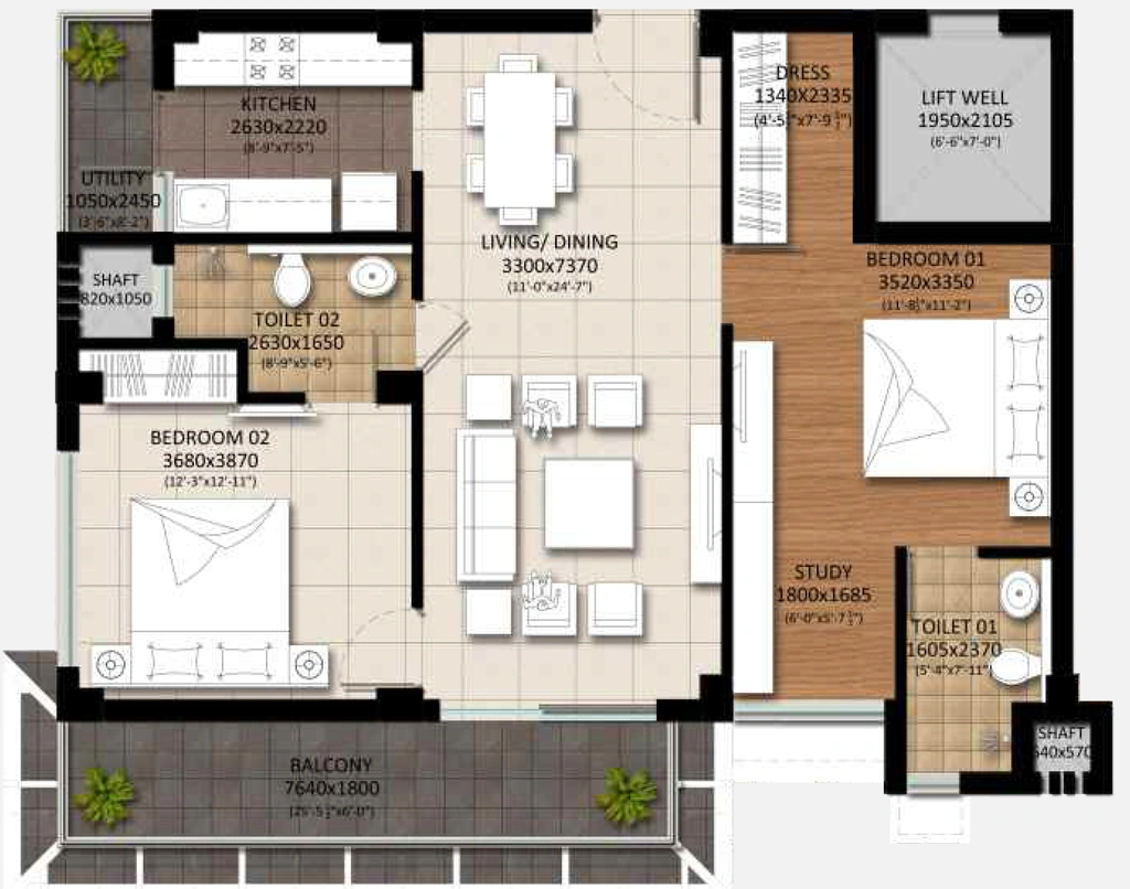 2 BHK Flat in RBS Nilaya Heights in Haridwar Road, Dehradun - Image 930521