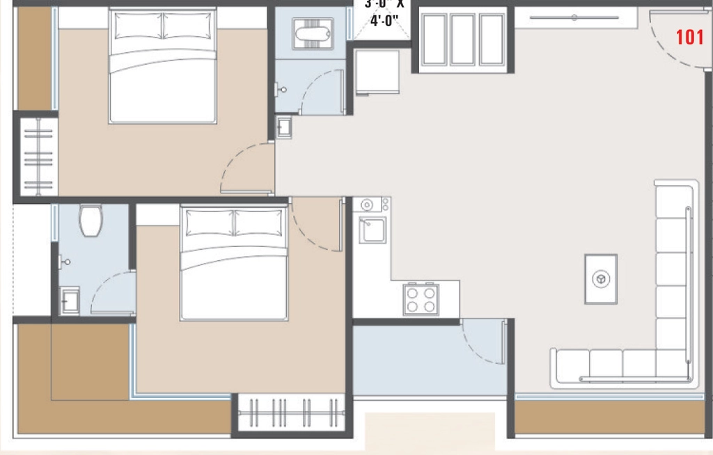 2 BHK Flat in Maruti Shivant Arena in Sarthana Jakat Naka, Surat - Image 930548