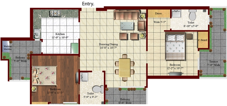 2 BHK Flat in Setia Rock Valley Residency in GMS Road, Dehradun - Image 930534