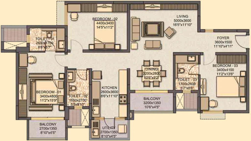 3 BHK Flat in Sobha Classic in Sarjapur Road, Bangalore - Image 930562