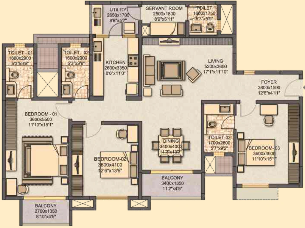 3 BHK Flat in Sobha Classic in Sarjapur Road, Bangalore - Image 930563