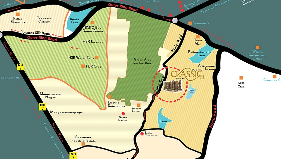 Location of Sobha Classic in Sarjapur Road, Bangalore - Image 433702