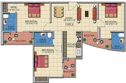 3 BHK Flat in Sarvottam Pride in Vasundhara, Ghaziabad - Image 930541