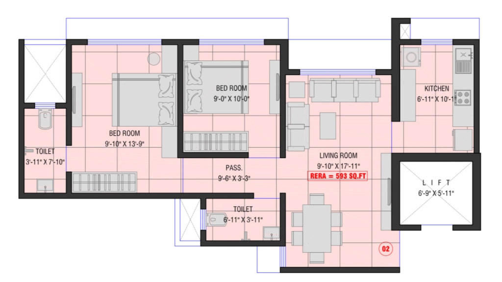 2 BHK Flat in Aquarose Tower in Malad West, Mumbai - Image 930612