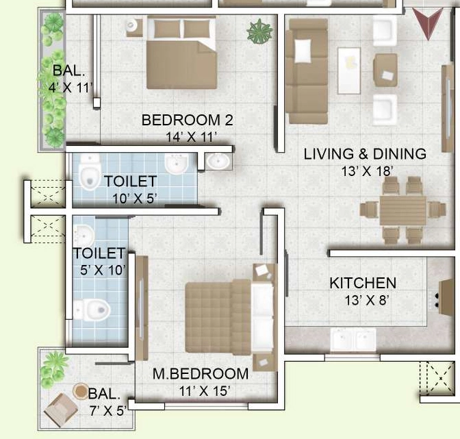 2 BHK Flat in Tridev Square in Azara, Guwahati - Image 930614