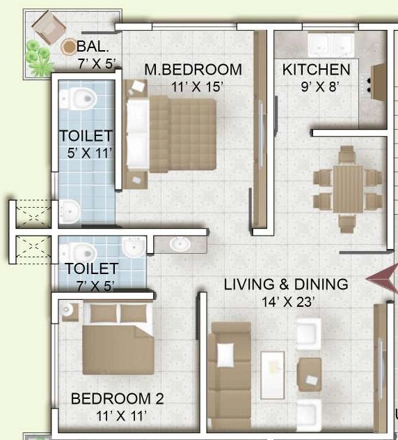 2 BHK Flat in Tridev Square in Azara, Guwahati - Image 930613