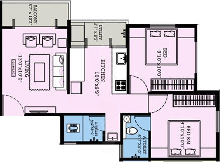 2 BHK Flat in Ravi Vedantaa Avenue in Kamatwade, Nashik - Image 930618