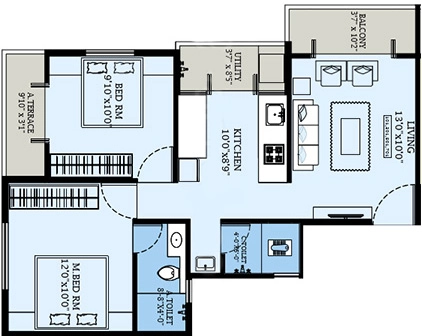 2 BHK Flat in Ravi Vedantaa Avenue in Kamatwade, Nashik - Image 930619
