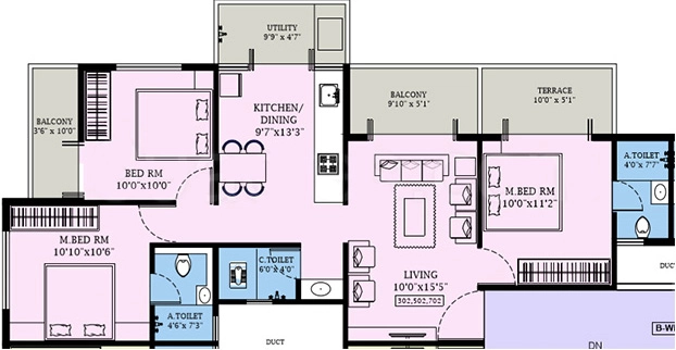 3 BHK Flat in Ravi Vedantaa Avenue in Kamatwade, Nashik - Image 930621