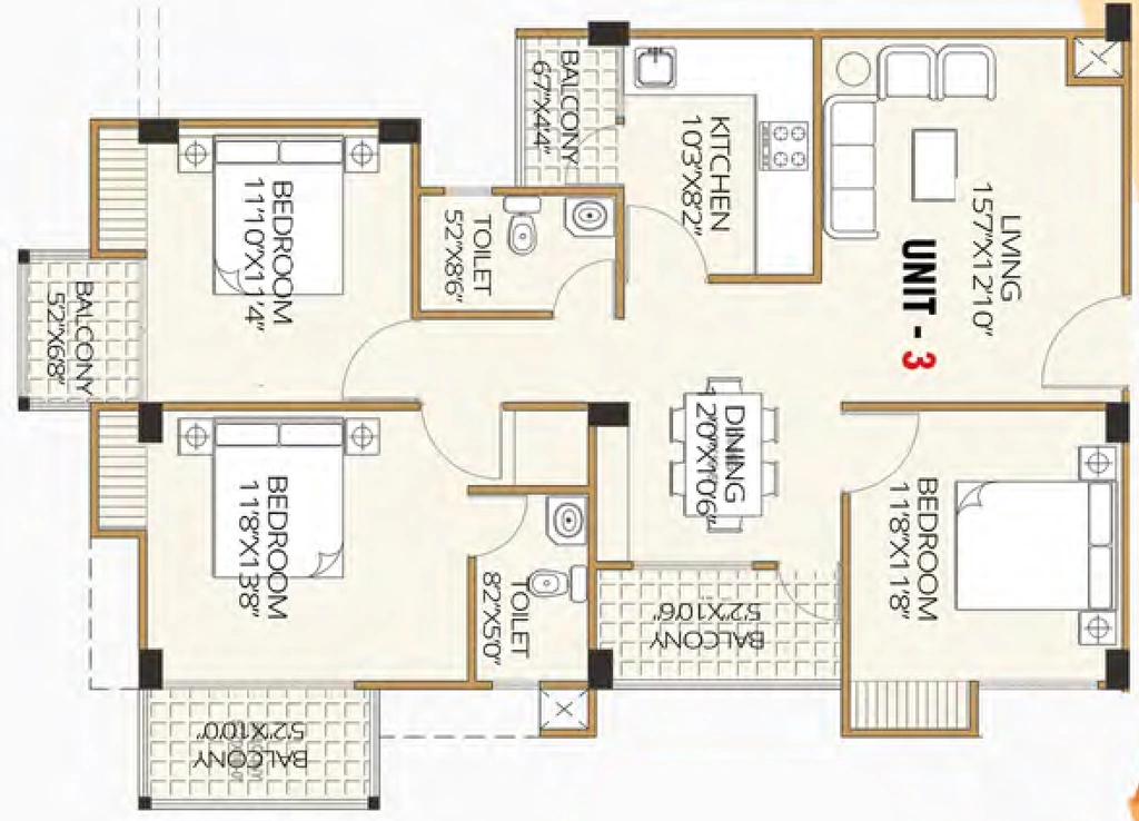 3 BHK Flat in Percept Calisto in Bormotoria, Guwahati - Image 930624