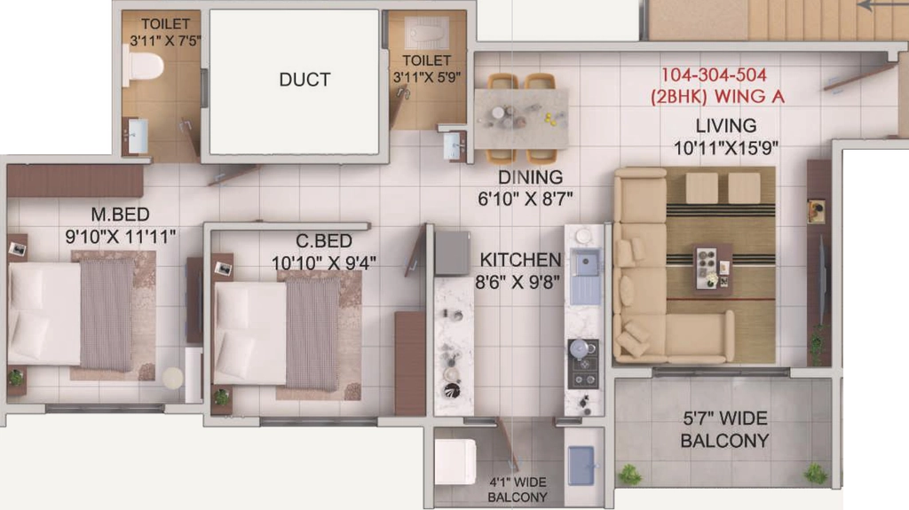 2 BHK Flat in Ravi The Emerald in Gangapur, Nashik - Image 930627