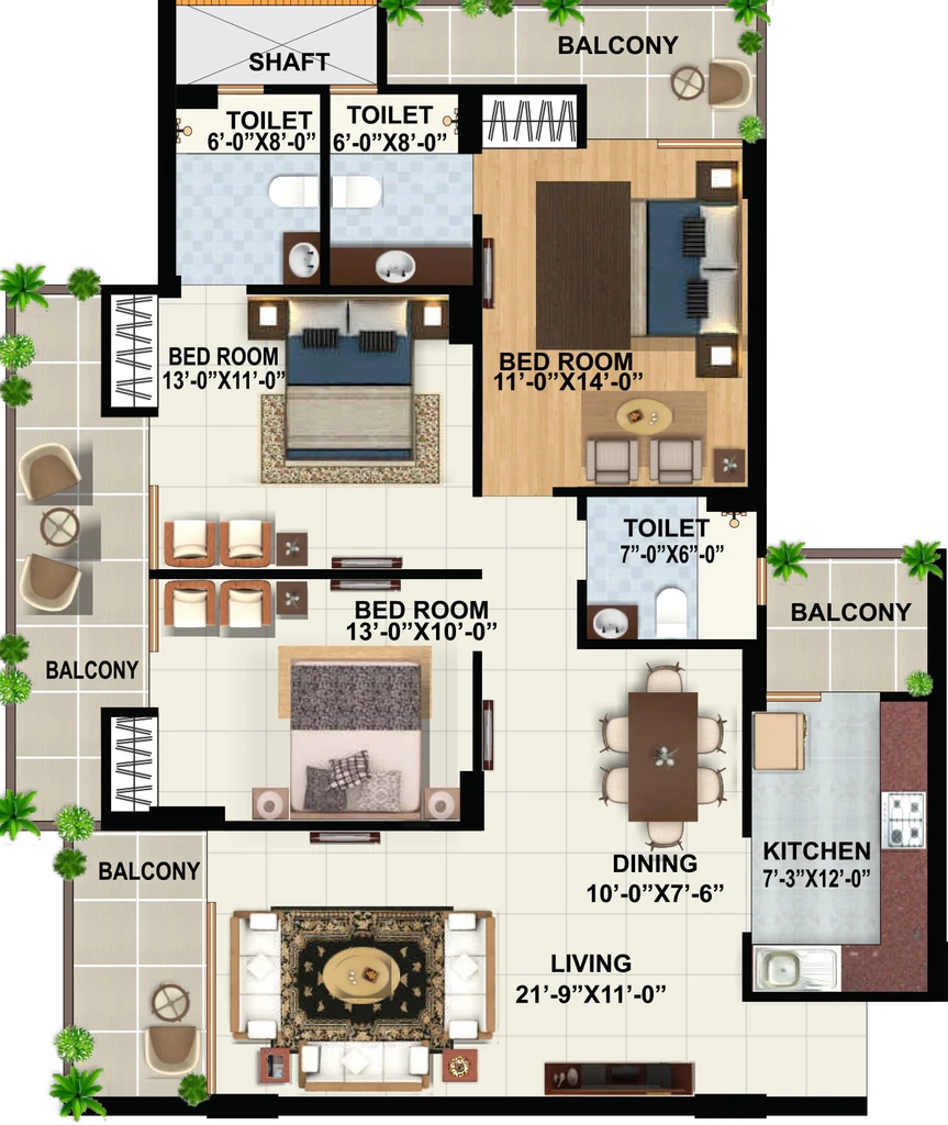 3 BHK Flat in The Solitaire Crown in GMS Road, Dehradun - Image 930651