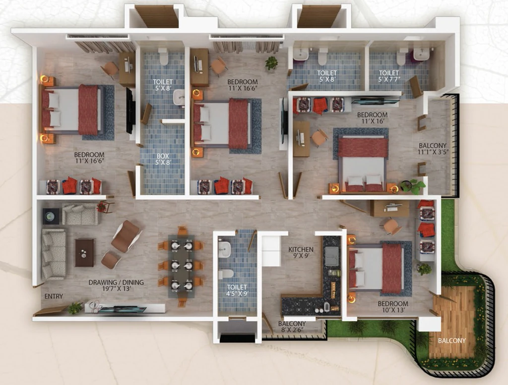 4 BHK Flat in Adhunik Tashi Heights in Fatasil Ambari, Guwahati - Image 930665