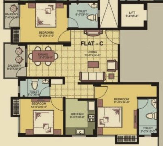 3 BHK Flat in Gajpati Eureka Heights in Uzan Bazar, Guwahati - Image 930672