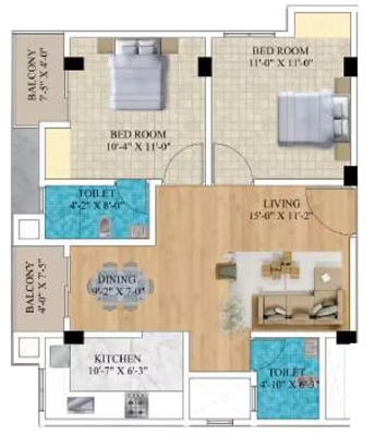2 BHK Flat in Sailajas Durga Residency in Bormotoria, Guwahati - Image 930690