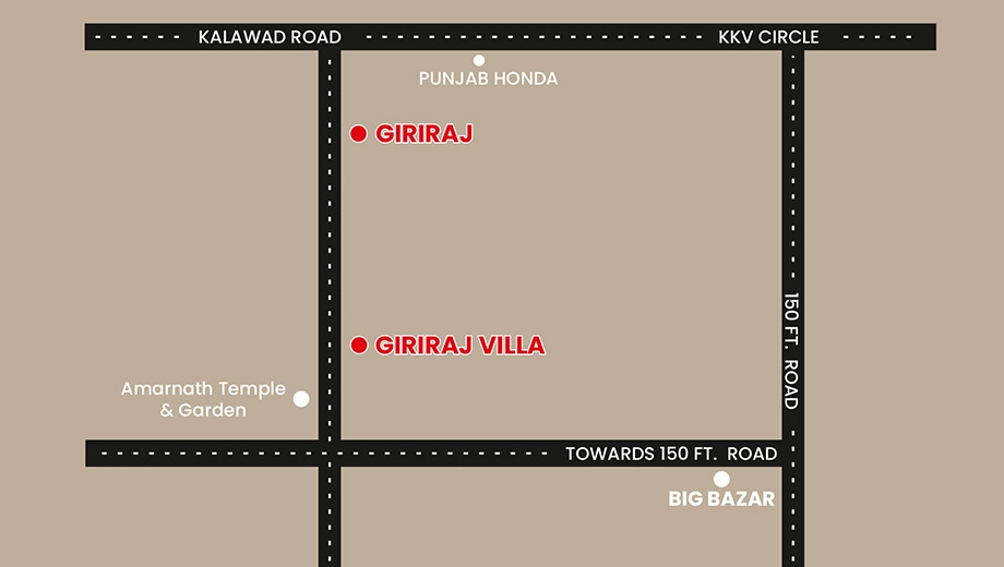 Location of Kiransthumar Giriraj Villa in Nana Mava, Rajkot - Image 434015