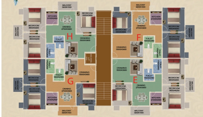 Floor Plan of Aakash Swasteek Heights in Uzan Bazar, Guwahati - Image 434063