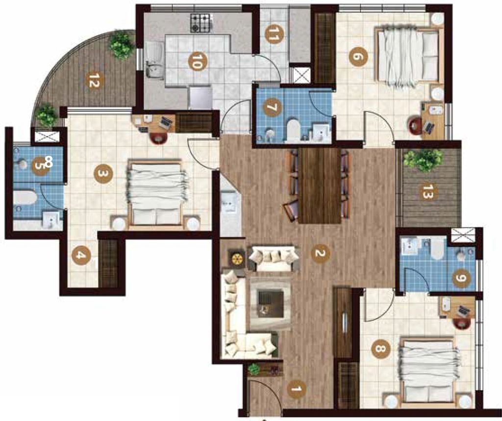 3 BHK Flat in Adonai Majesty in Nalanchira, Thiruvananthapuram - Image 930744