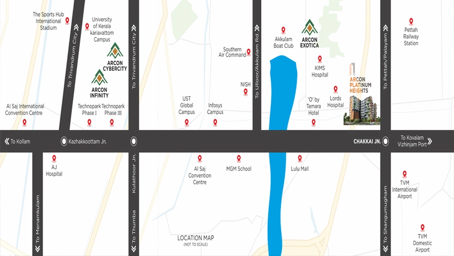 Location of Arcon Platinum Heights in Chacka, Thiruvananthapuram - Image 434194