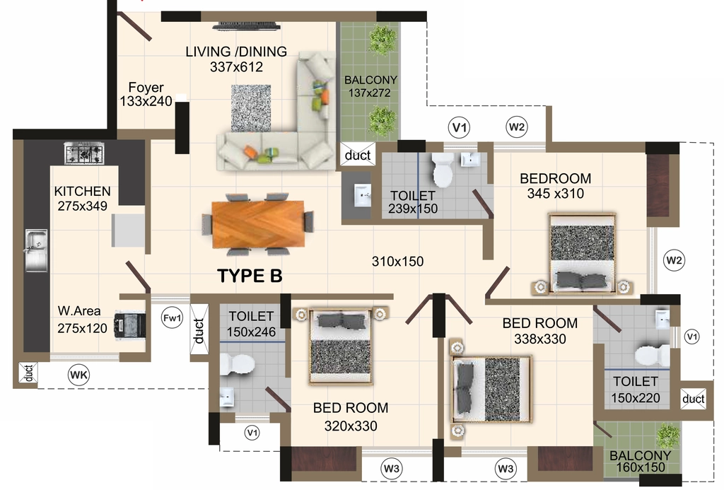 3 BHK Flat in Cordon Imperial Gardens Sapphire in Peroorkada, Thiruvananthapuram - Image 930765