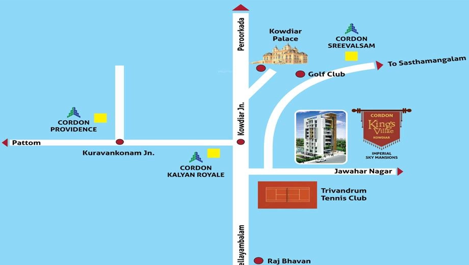 Location of Cordon Kings Villae in Kowdiar, Thiruvananthapuram - Image 434237