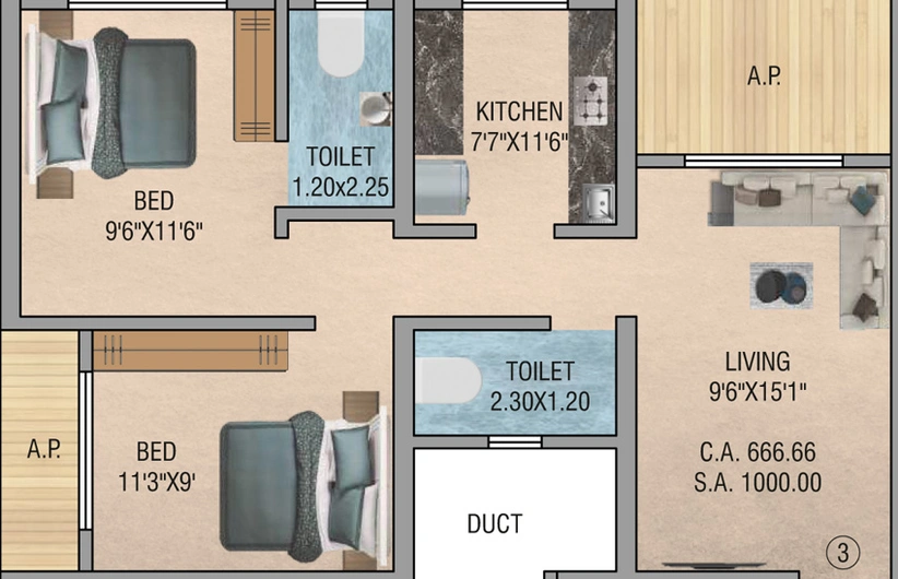 2 BHK Flat in Gauri Vinayak Shubham Monolith in Kalyan East, Thane - Image 447260