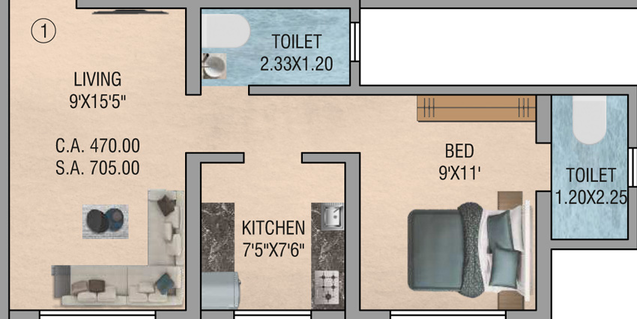 1 BHK Flat in Gauri Vinayak Shubham Monolith in Kalyan East, Thane - Image 447258