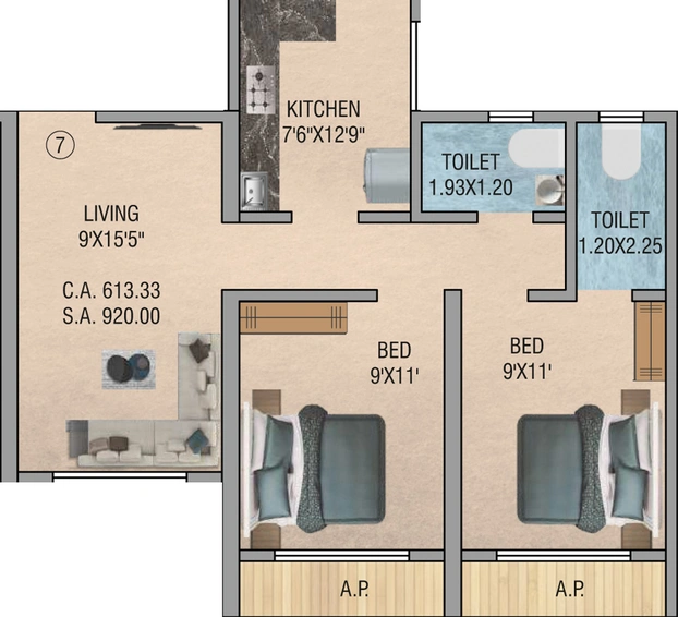 2 BHK Flat in Gauri Vinayak Shubham Monolith in Kalyan East, Thane - Image 447259