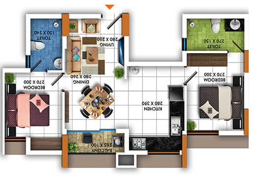 2 BHK Flat in DD Sports City Hippodrome in Pallippuram, Thiruvananthapuram - Image 930771