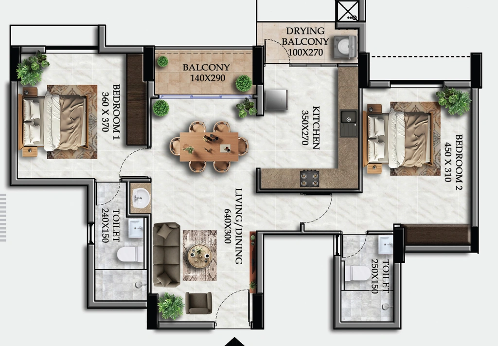 2 BHK Flat in Desai DD Stadia in Pallippuram, Thiruvananthapuram - Image 930774