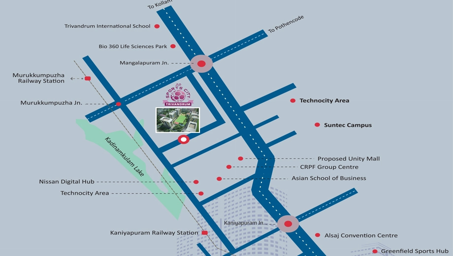 Location of Desai DD Stadia in Pallippuram, Thiruvananthapuram - Image 434254