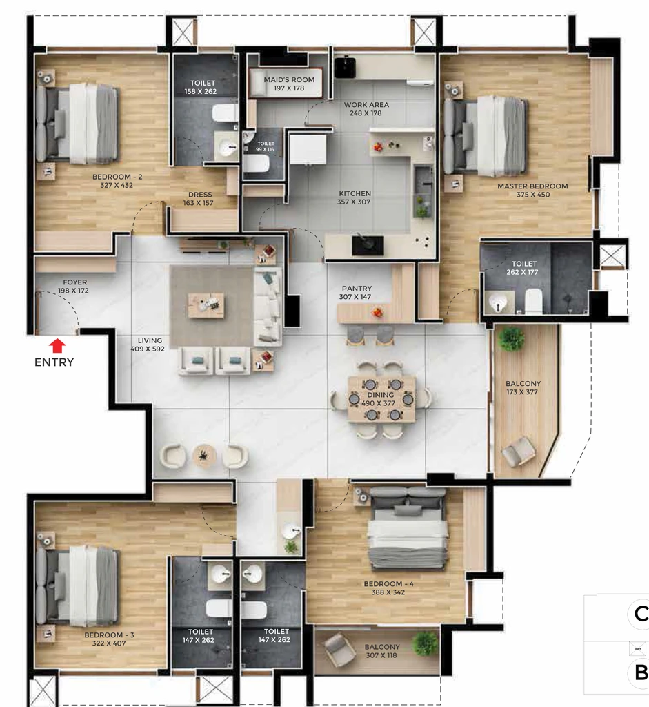 4 BHK Flat in Favourite Ever in Vazhuthacaud, Thiruvananthapuram - Image 930784