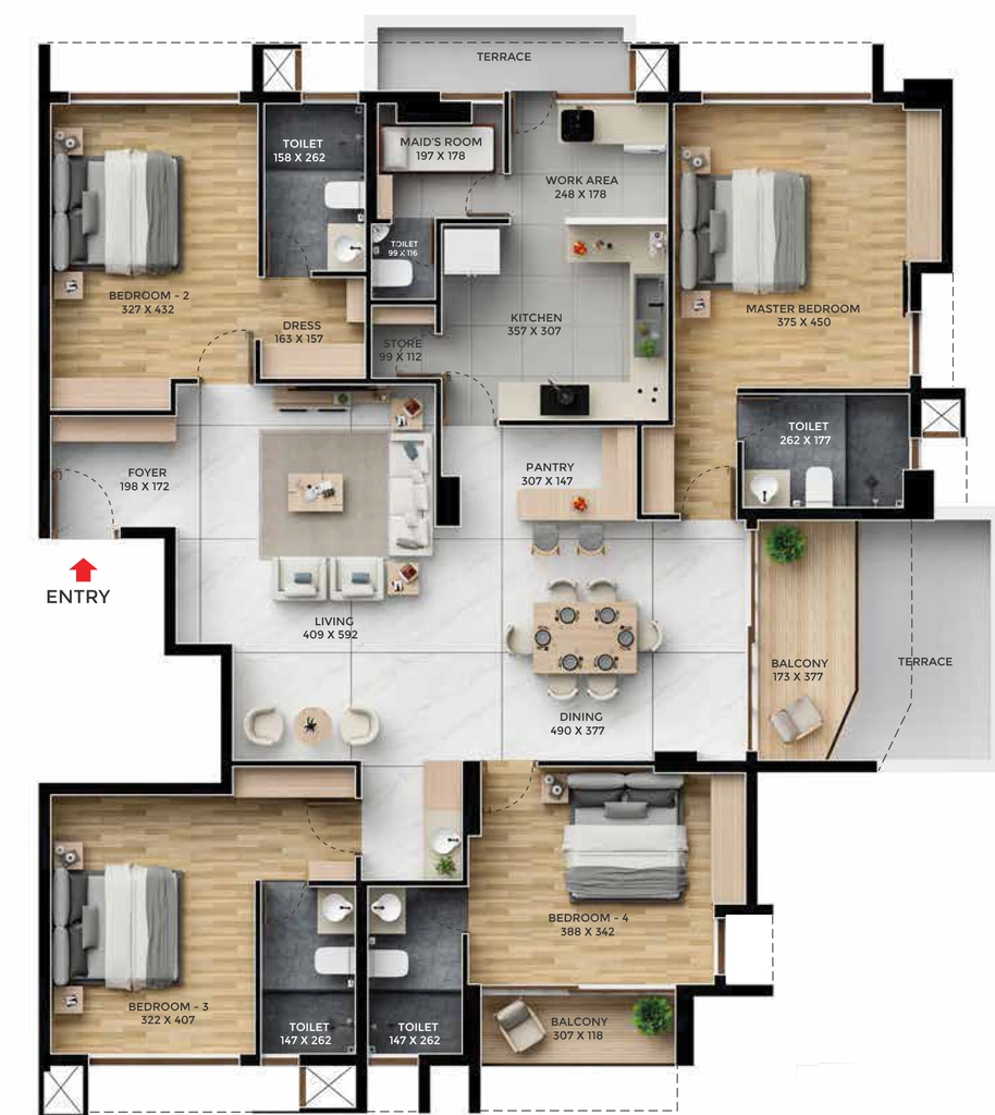 4 BHK Flat in Favourite Ever in Vazhuthacaud, Thiruvananthapuram - Image 930785