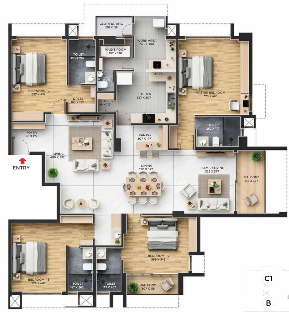 4 BHK Flat in Favourite Ever in Vazhuthacaud, Thiruvananthapuram - Image 930786