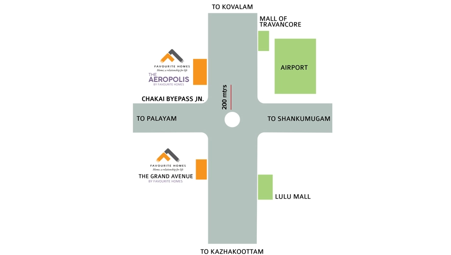 Location of Favourite The Aeropolis in Chacka, Thiruvananthapuram - Image 434309