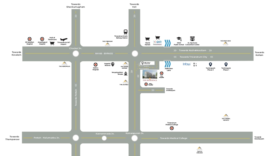 Location of Favourite The Residence in Venpalavattom, Thiruvananthapuram - Image 434305