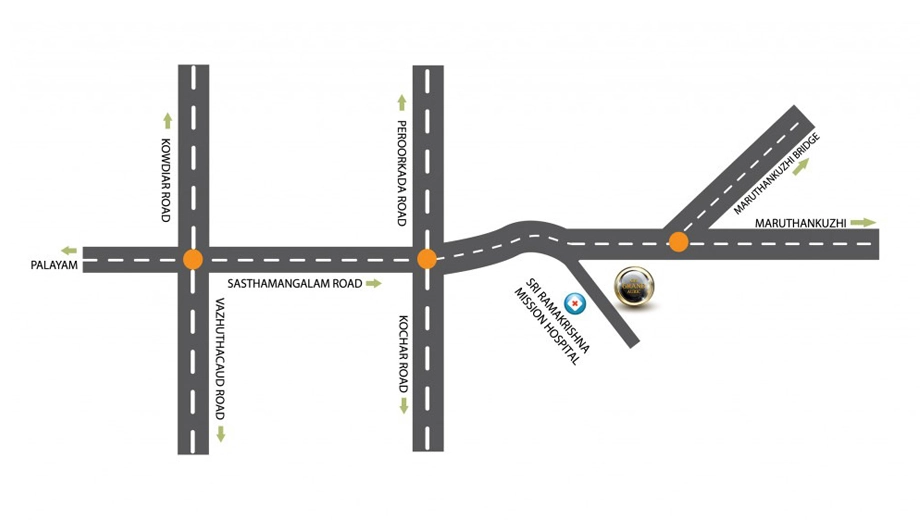 Location of GIE Grand Auric in Sasthamangalam, Thiruvananthapuram - Image 434318