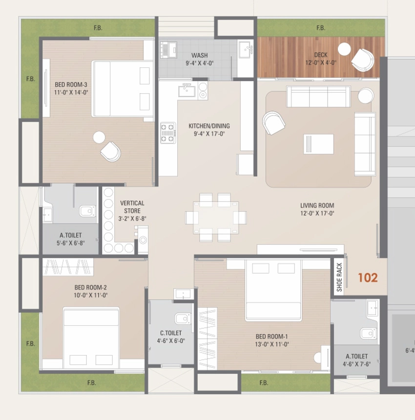 3 BHK Flat in Northern Infinity in Pal Gam, Surat - Image 930738