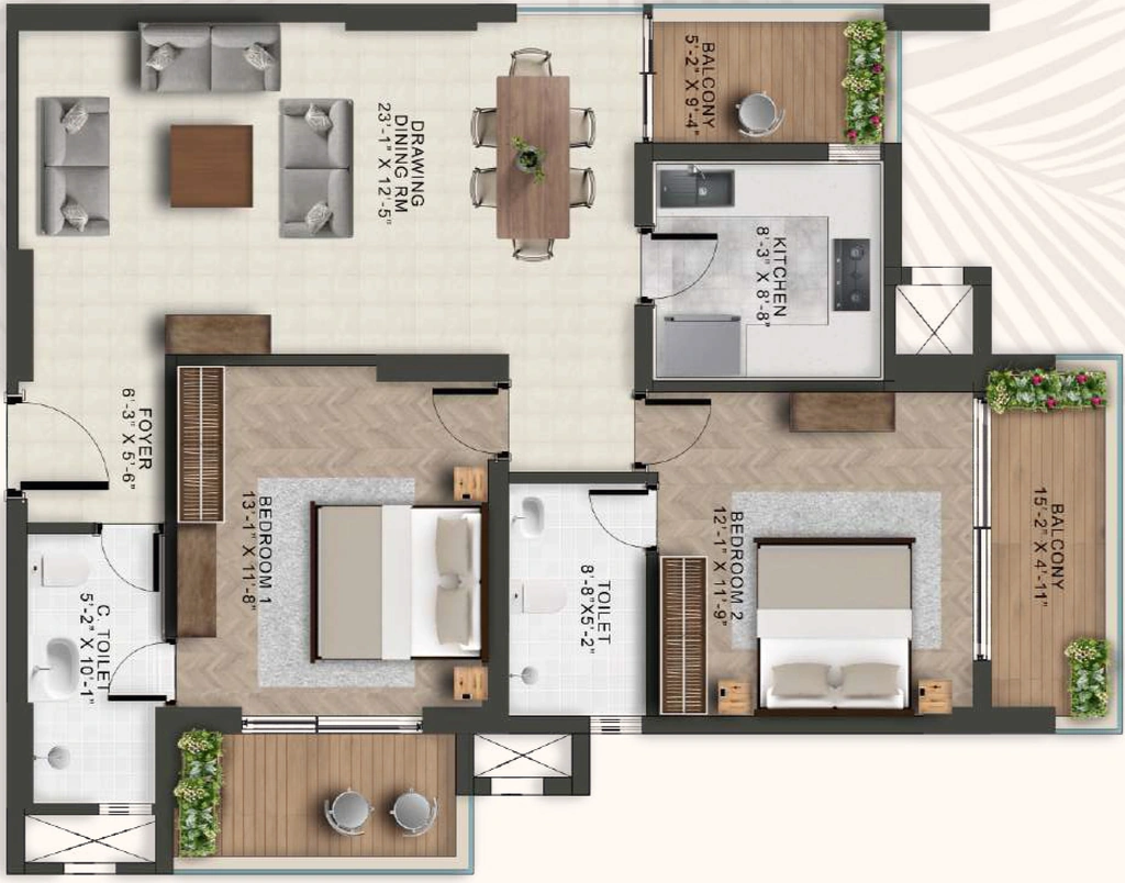 2 BHK Flat in Eiffel Palm Vista in Deva Road, Lucknow - Image 930820