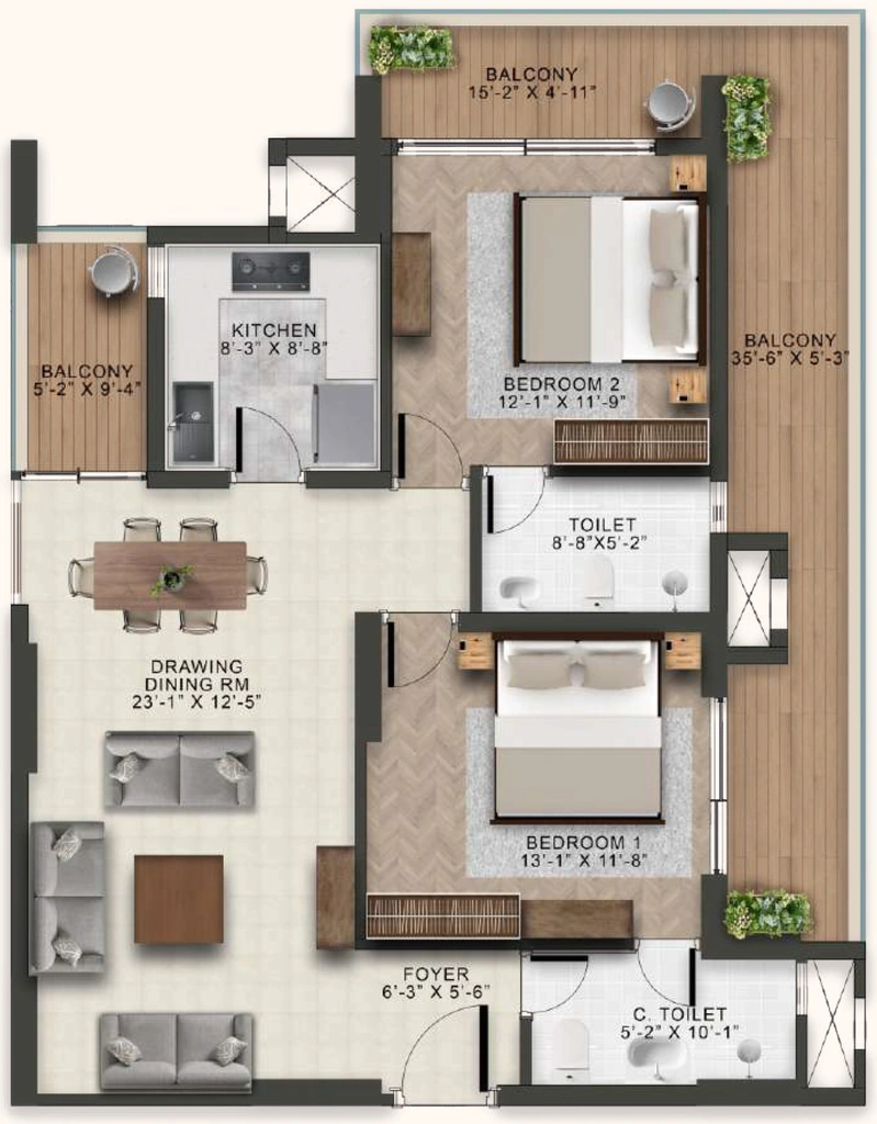 2 BHK Flat in Eiffel Palm Vista in Deva Road, Lucknow - Image 930822