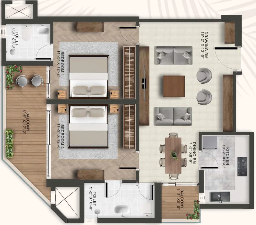 2 BHK Flat in Eiffel Palm Vista in Deva Road, Lucknow - Image 930819