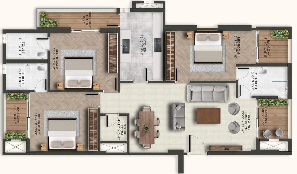 3 BHK Flat in Eiffel Palm Vista in Deva Road, Lucknow - Image 930823