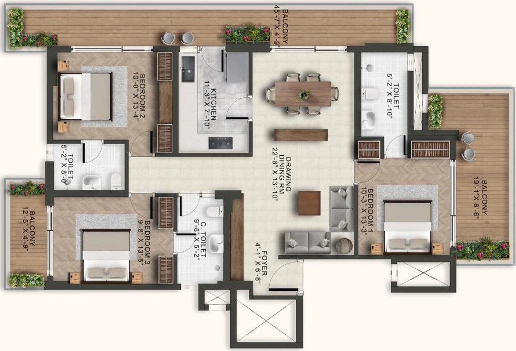 3 BHK Flat in Eiffel Palm Vista in Deva Road, Lucknow - Image 930825