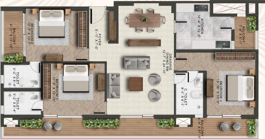 3 BHK Flat in Eiffel Palm Vista in Deva Road, Lucknow - Image 930826
