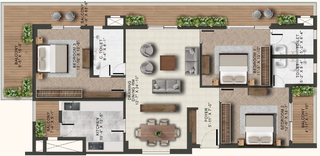 3 BHK Flat in Eiffel Palm Vista in Deva Road, Lucknow - Image 930827