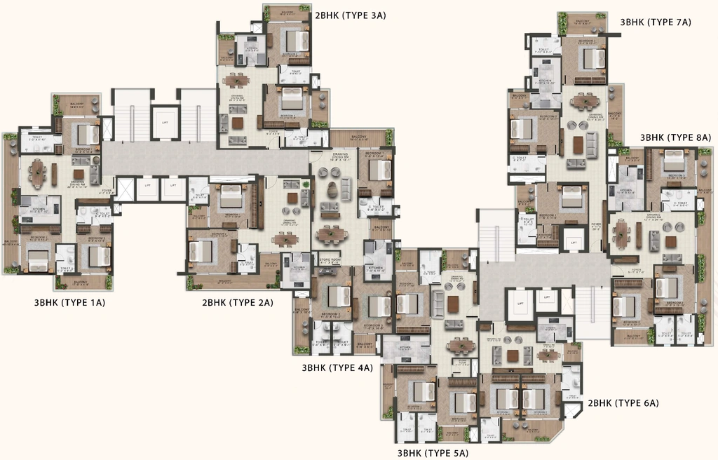 Floor Plan of Eiffel Palm Vista in Deva Road, Lucknow - Image 434353