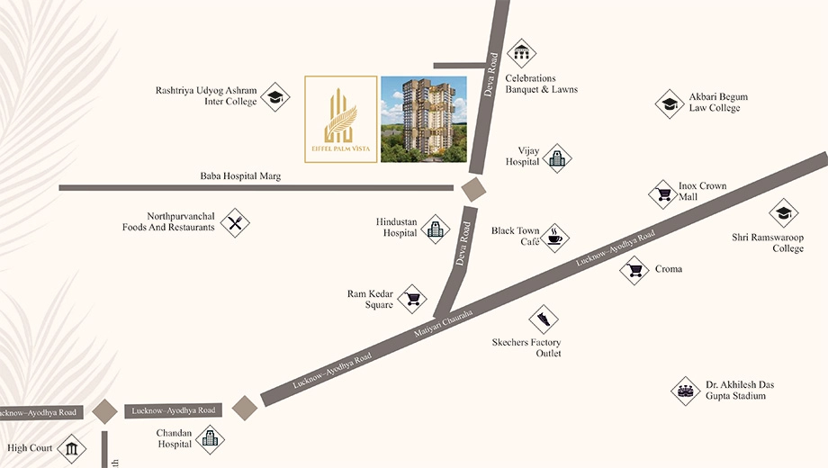 Location of Eiffel Palm Vista in Deva Road, Lucknow - Image 434352