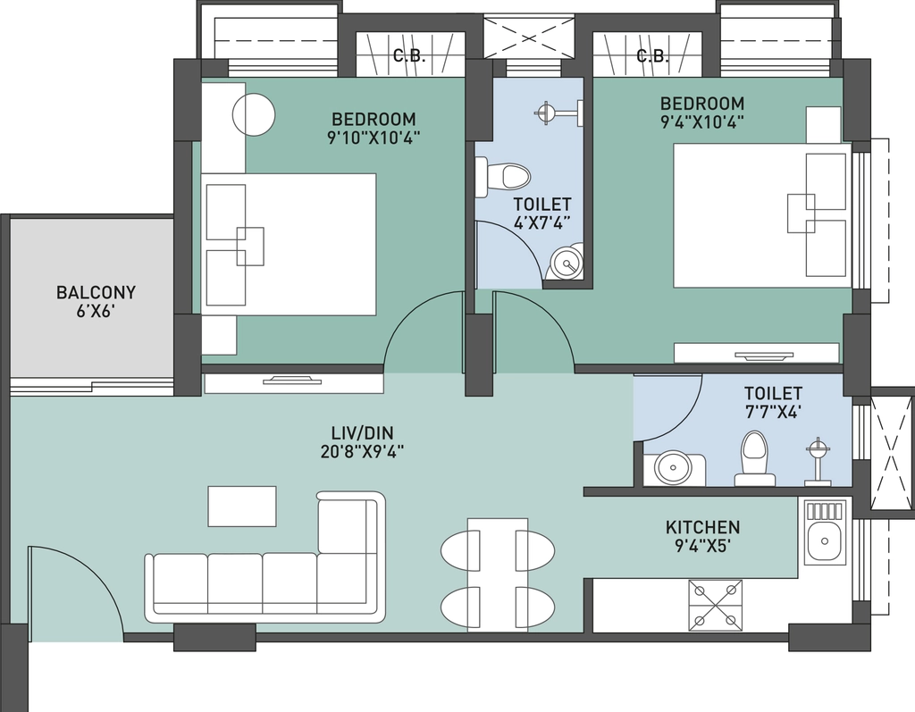 2 BHK Flat in Bhawani Paraiso in New Town, Kolkata - Image 930831