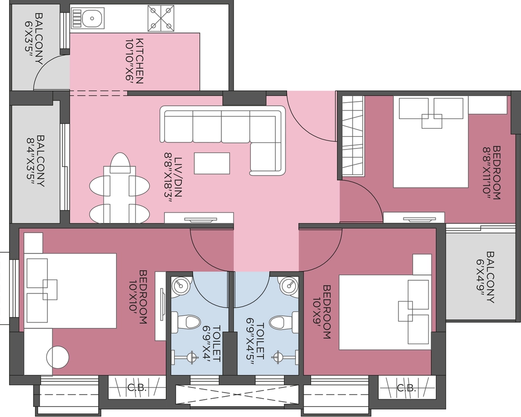 3 BHK Flat in Bhawani Paraiso in New Town, Kolkata - Image 930832