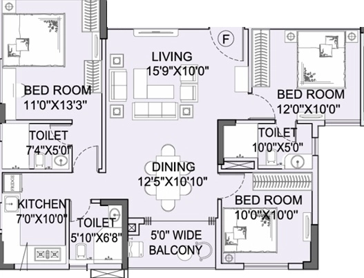 3 BHK Flat in Bhawani Paraiso in New Town, Kolkata - Image 930835